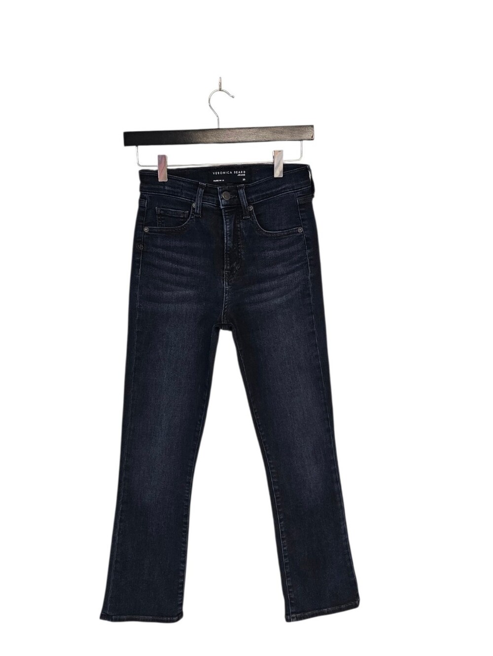 Veronica Beard Carly Kick Flare Straight High Rise Dark Blue Jeans 25 Preowned